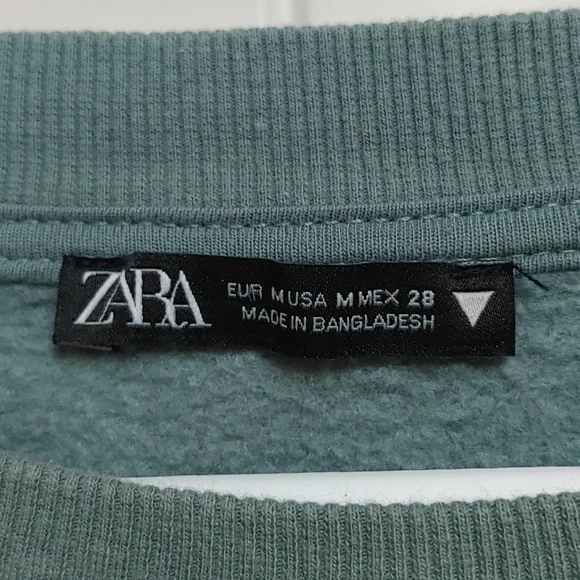 ZARA Moss green cropped crew neck sweatshirt top shirt Medium - Picture 5 of 6